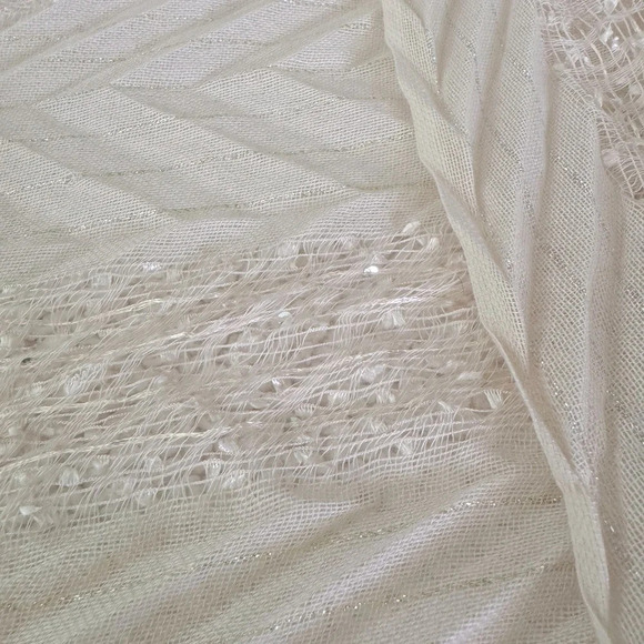 MixIt OS Infinity Loose Cowl Neck Looped Scarf Soft Rose Gold Ivory w/sequins. - Picture 6 of 13